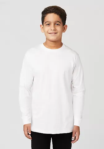 Cotton Heritage YC1146 Youth Long Sleeve Tee White front view