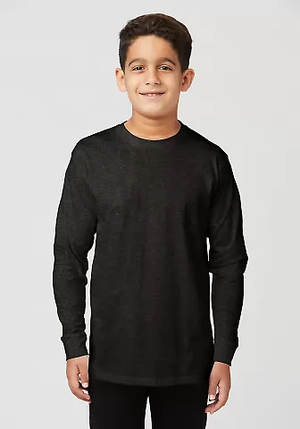 Cotton Heritage YC1146 Youth Long Sleeve Tee Charcoal Heather front view