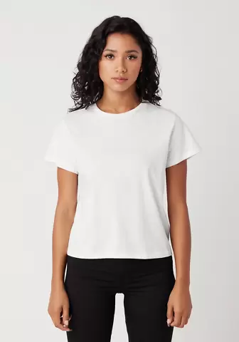 Cotton Heritage OW1086 High-Waisted Crop Tee in White front view