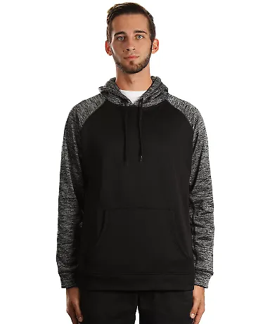 Burnside Clothing 8670 Performance Raglan Pullover Black/ Heather Charcoal front view