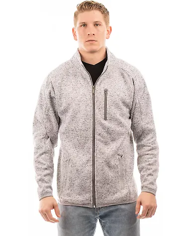 Burnside Clothing 3901 Sweater Knit Jacket in Heather grey front view