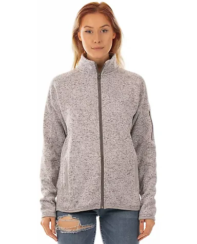 Burnside Clothing 5901 Women's Sweater Knit Jacket in Heather grey front view