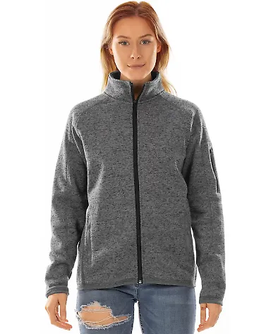 Burnside Clothing 5901 Women's Sweater Knit Jacket in Heather charcoal front view