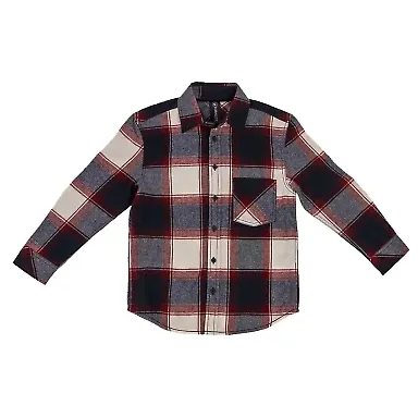 Burnside Clothing 4212 Youth Open Pocket Long Slee Crimson/ Ecru front view