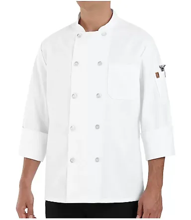 Chef Designs 0423 100% Polyester Ten Pearl Button  White front view