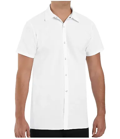 Chef Designs 5050L Poly/Cotton Cook Shirt Longer L White front view