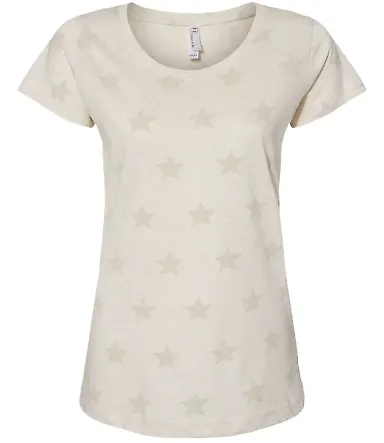 Code V 3629 Women's Star Print Scoop Neck Tee Natural Heather Star front view