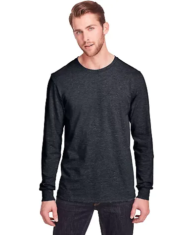 Fruit of the Loom IC47LSR Unisex Iconic Long Sleev Black Ink Heather front view