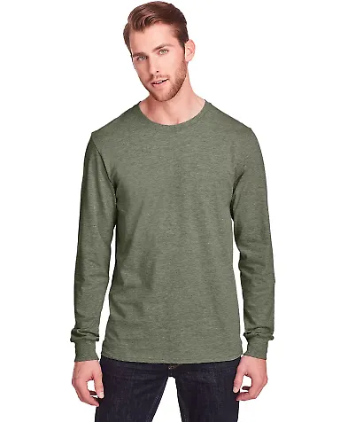 Fruit of the Loom IC47LSR Unisex Iconic Long Sleev Military Green Heather front view