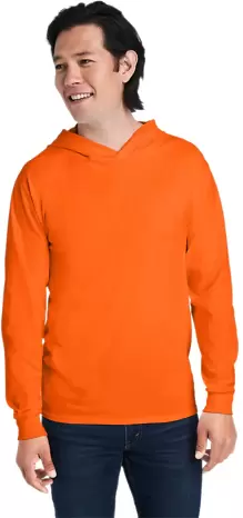 Fruit of the Loom 4930LSH HD Cotton™ Jersey Hood Safety Orange front view