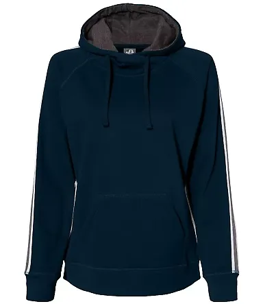 J America 8642 Women's Rival Fleece Hooded Sweatsh Navy front view