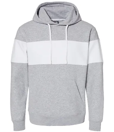 J America 8644 Varsity Fleece Colorblocked Hooded  Oxford front view