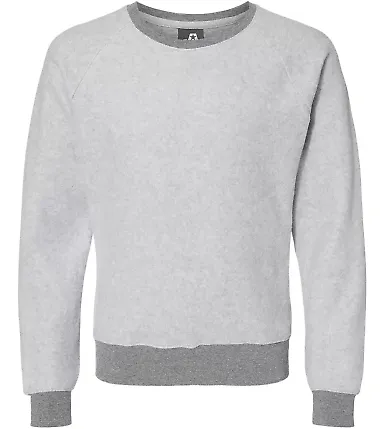 J America 8710 Flip Side Fleece Crewneck Pullover Grey Heather front view