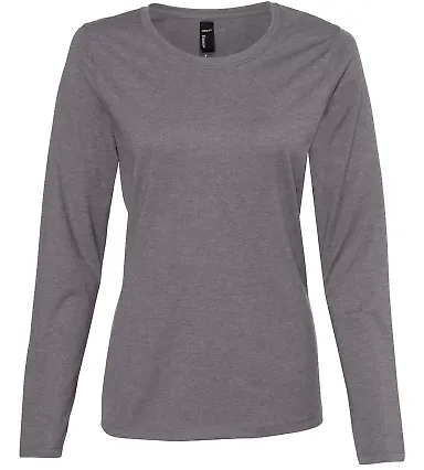 Hanes S04LS Nano-T® Women’s Long Sleeve Scoopne Charcoal Heather front view