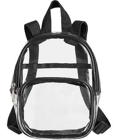 BAGedge BE268 Unisex Clear PVC Mini Backpack BLACK front view