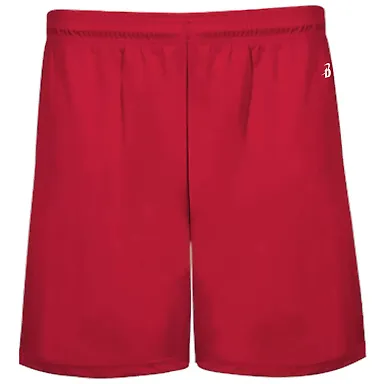 Badger Sportswear 4146 B-Core 5" Pocketed Shorts in Red front view