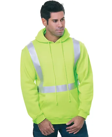 Bayside Apparel 3796 USA-Made Hi-Visibility Hooded Lime Green front view