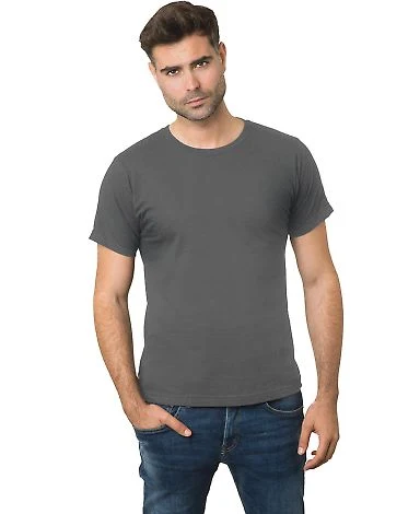 Bayside Apparel 9500 Unisex Fine Jersey Crew Tee in Charcoal front view