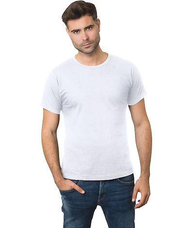 Bayside Apparel 9500 Unisex Fine Jersey Crew Tee in White front view