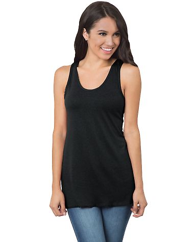 Bayside Apparel 9600 Women's Triblend Racerback Ta in Tri charcoal front view