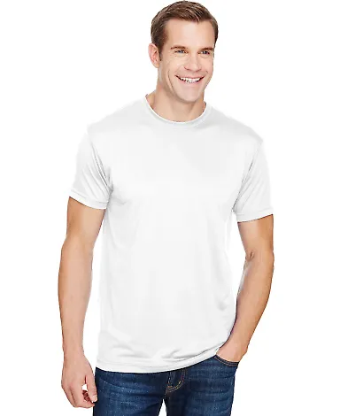 Bayside Apparel 5300 USA-Made Performance T-Shirt White front view