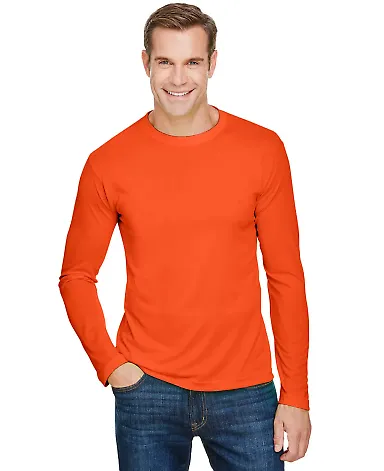 Bayside Apparel 5360 USA-Made Long Sleeve Performa in Bright orange front view