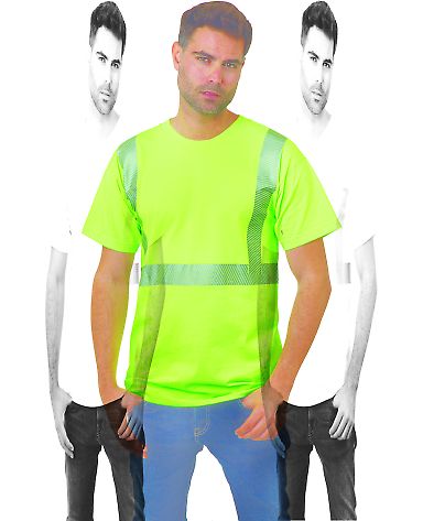 Bayside Apparel 3700 USA-Made Hi-Visibility Comfor in Lime green front view