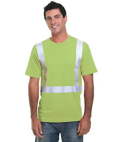 Bayside Apparel 3755 USA-Made Hi-Visibility Perfor in Lime green front view