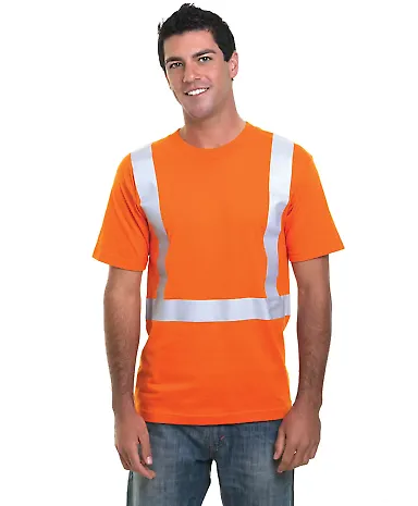Bayside Apparel 3755 USA-Made Hi-Visibility Perfor in Orange front view