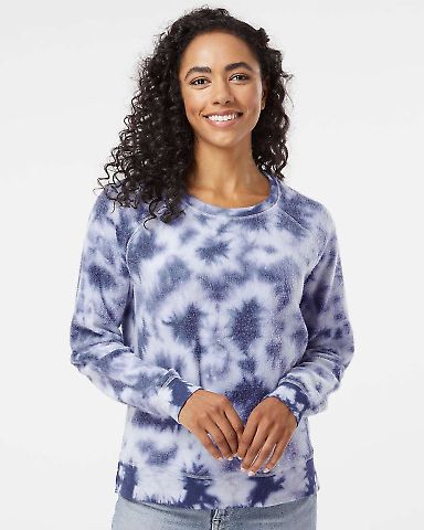 Boxercraft K01 Women's Fleece Out Pullover in Navy tie-dye front view