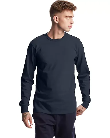 Champion Clothing T453 Heritage Long Sleeve T-Shir Navy front view