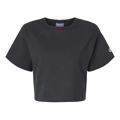 Champion Clothing T453W Women's Heritage Cropped T Black front view