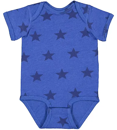 Code V 4329 Infant Star Print Bodysuit in Royal star front view