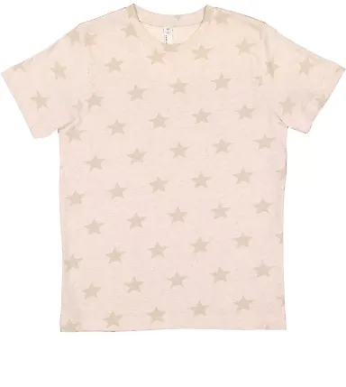 Code V 2229 Youth Star Print Tee in Natural heather star front view