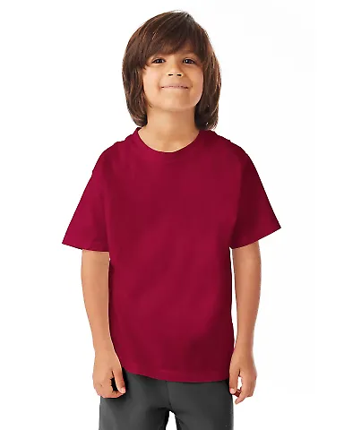 Comfort Wash GDH175 Garment Dyed Youth Short Sleev in Crimson fall front view