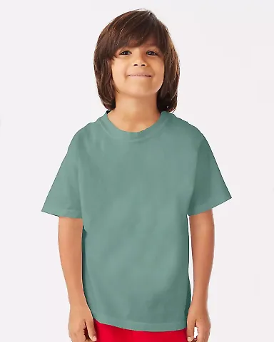 Comfort Wash GDH175 Garment Dyed Youth Short Sleev in Cypress green front view