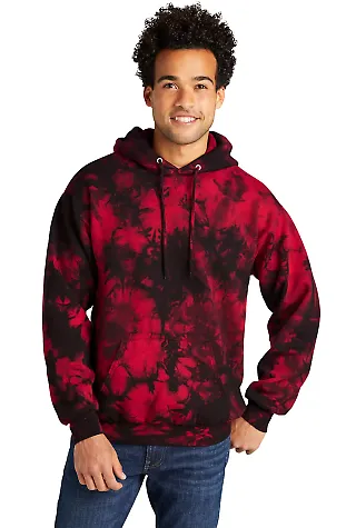 Port & Company PC144    Crystal Tie-Dye Pullover H Black/Red front view