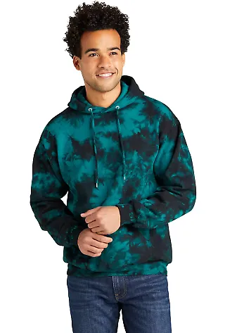 Port & Company PC144    Crystal Tie-Dye Pullover H Black/Teal front view