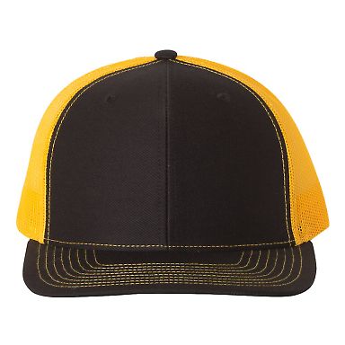 Richardson Hats 112 Adjustable Snapback Trucker Ca Black/ Gold front view