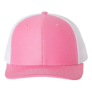 Richardson Hats 112 Adjustable Snapback Trucker Ca in Hot pink/ white front view