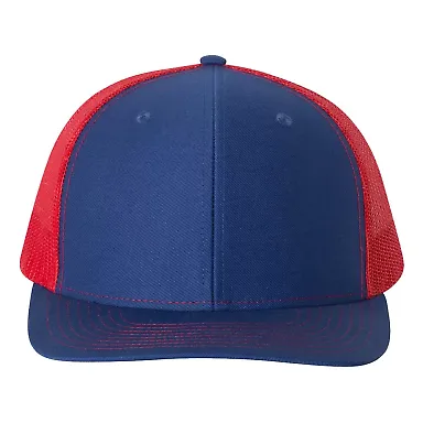Richardson Hats 112 Adjustable Snapback Trucker Ca in Royal/ red front view