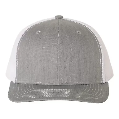 Richardson Hats 112 Adjustable Snapback Trucker Ca in Heather grey/ white front view