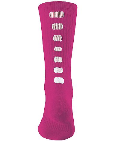 Augusta Sportswear 6091 Colorblocked Crew Socks in Power pink/ white front view