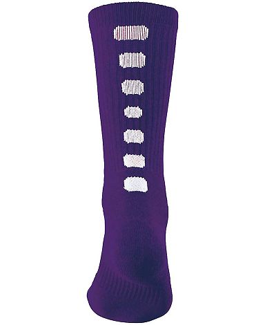 Augusta Sportswear 6091 Colorblocked Crew Socks in Purple/ white front view
