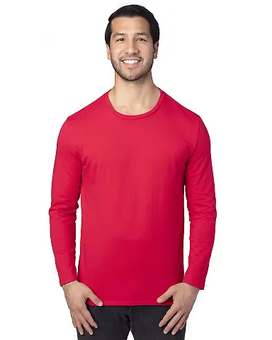 Threadfast Apparel 100LS Unisex Ultimate Long-Slee RED front view