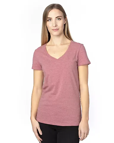 Threadfast Apparel 200RV Ladies' Ultimate V-Neck T MAROON HEATHER front view
