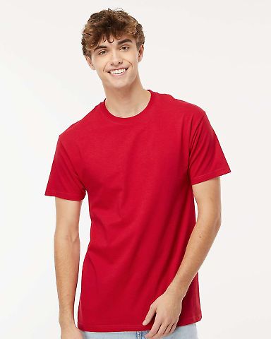 M&O Knits 4800 Gold Soft Touch T-Shirt in Deep red front view