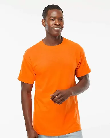 M&O Knits 4800 Gold Soft Touch T-Shirt in Safety orange front view