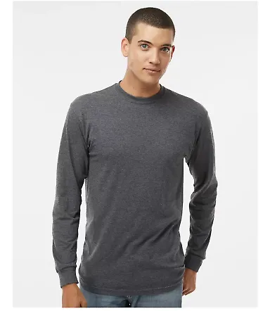 M&O Knits 4820 Gold Soft Touch Long Sleeve T-Shirt in Dark heather front view