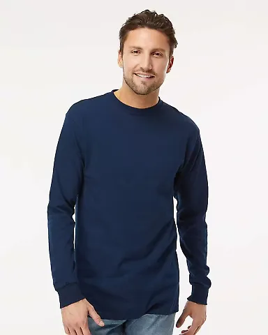 M&O Knits 4820 Gold Soft Touch Long Sleeve T-Shirt in Deep navy front view